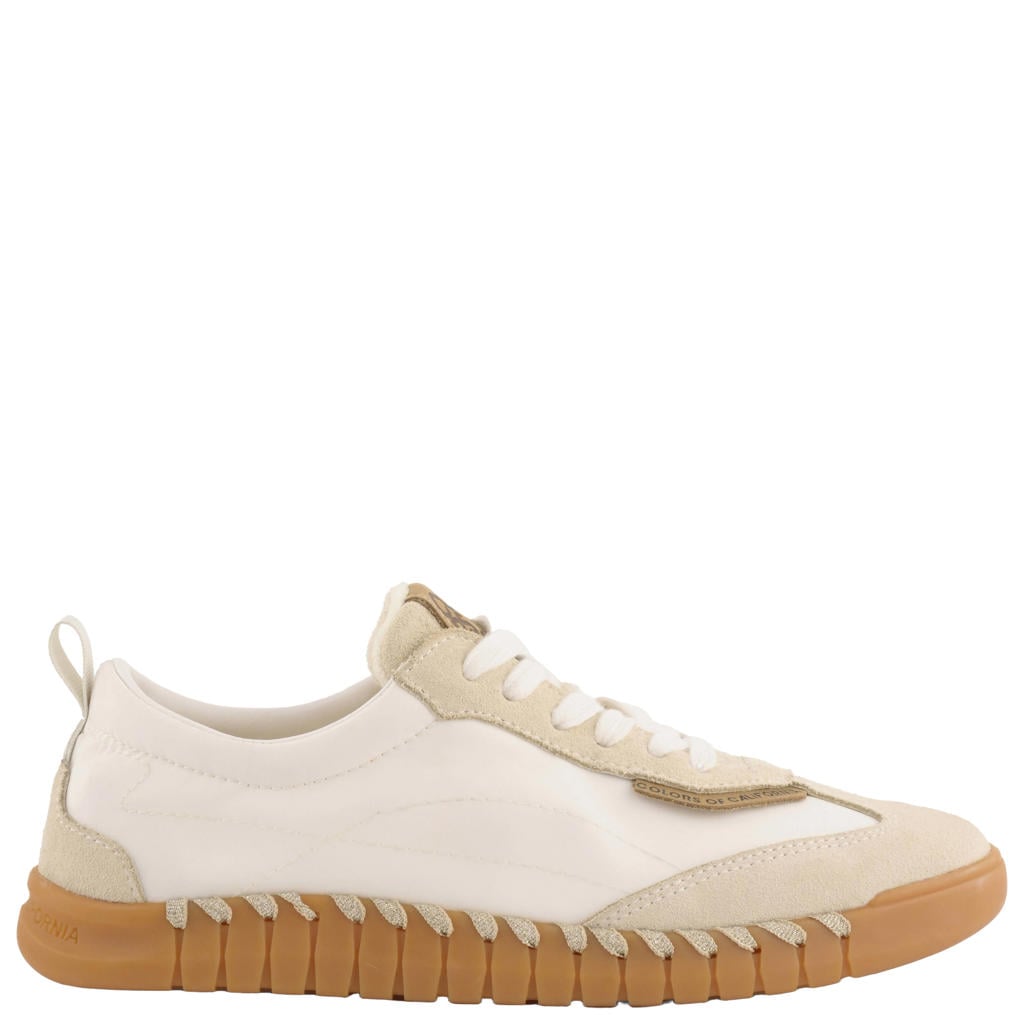 Ecru en beige dames Colors of California HC.TAHOE04 sneakers van 60% textiel/40% leer met veters