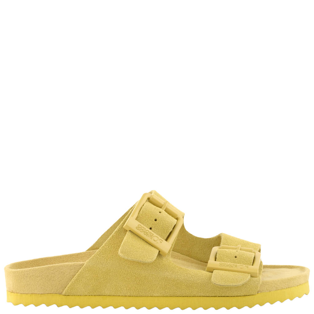 Gele dames Colors of California suède slippers met gesp