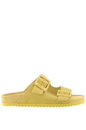 suède slippers geel