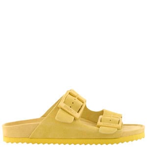 suède slippers geel