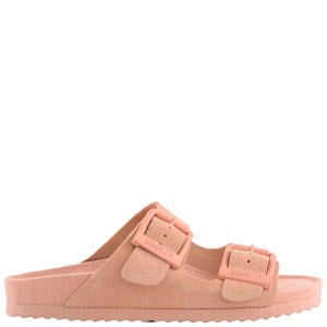 suède slippers lichtroze