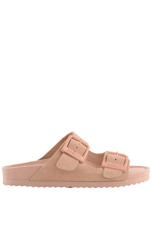 suède slippers lichtroze