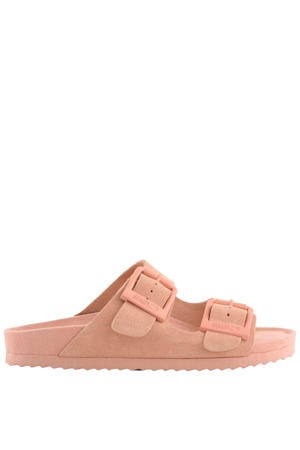 suède slippers lichtroze