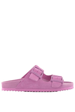 suède slippers roze