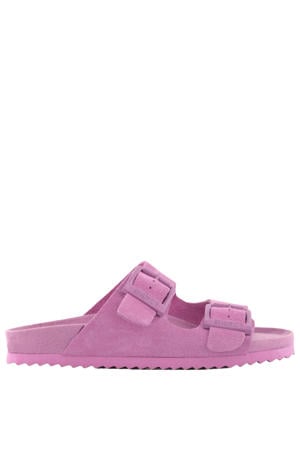 suède slippers roze