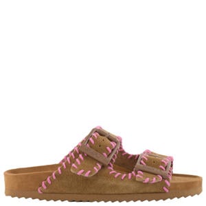 HC.BIO301N suède slippers cognac/roze