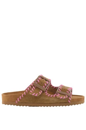 HC.BIO301N suède slippers cognac/roze