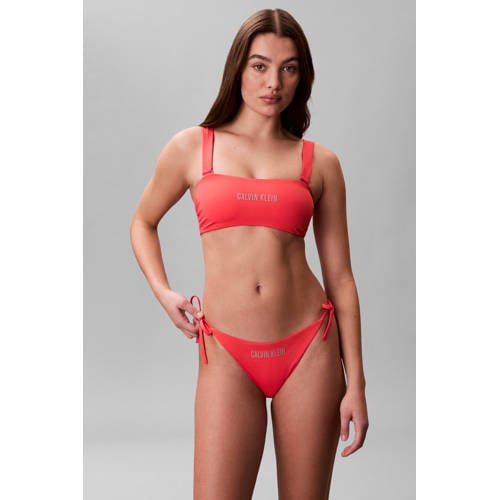 Calvin Klein strik bikinibroekje koraalrood afbeelding