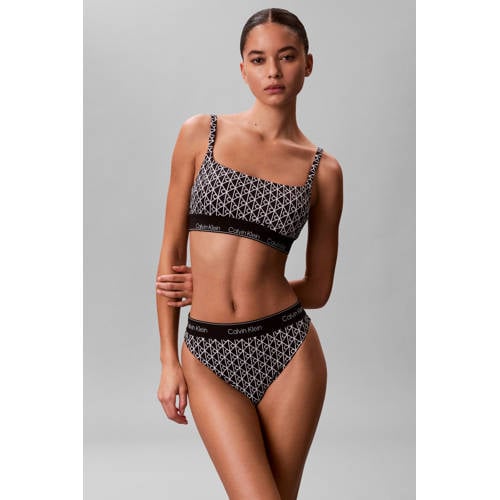 Calvin Klein voorgevormde crop bikinitop zwart/wit afbeelding
