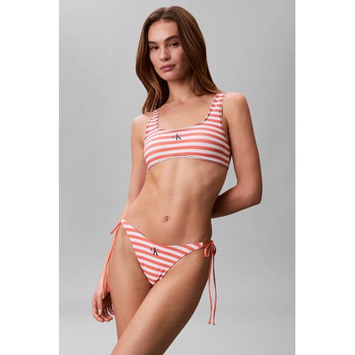 Calvin Klein strik bikinibroekje oranje/wit afbeelding