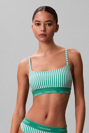 voorgevormde crop bikinitop groen/wit