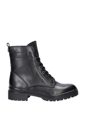leren veterboots zwart