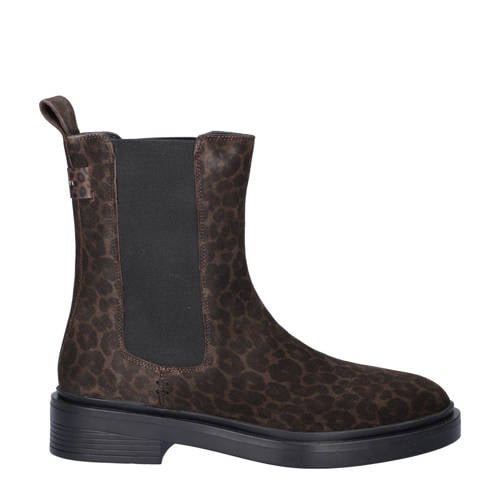 Maruti suède chelsea boots met panterprint donkerbruin/zwart afbeelding