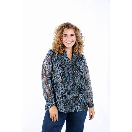 Paprika blouse blauw met lurex afbeelding