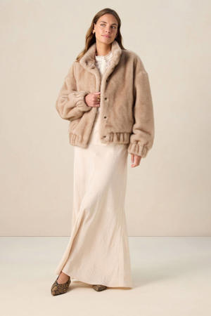 faux fur jas lichtbruin