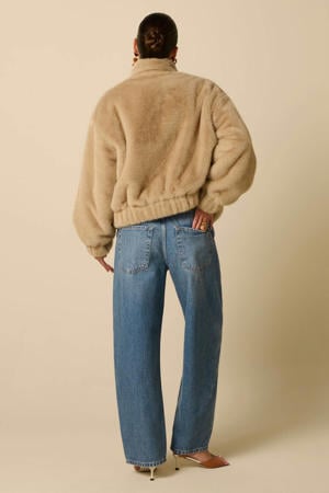 faux fur jas lichtbruin