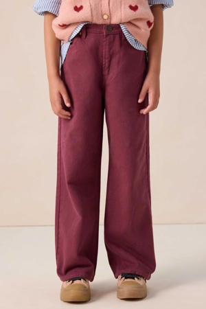 high waist wide leg jeans donkerrood