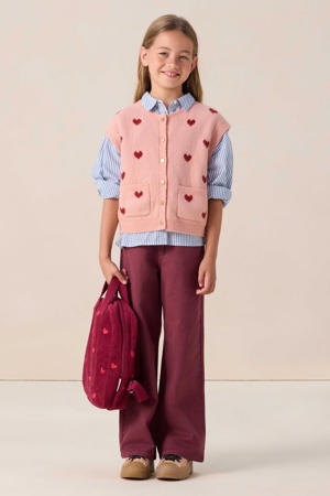 high waist wide leg jeans donkerrood