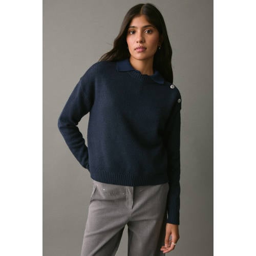 MANGO TEEN trui donkerblauw fijn gebreid afbeelding
