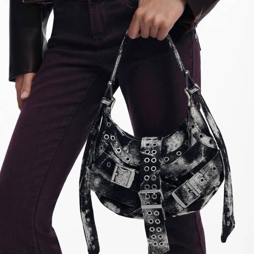 Desigual denim schoudertas zwart/grijs afbeelding