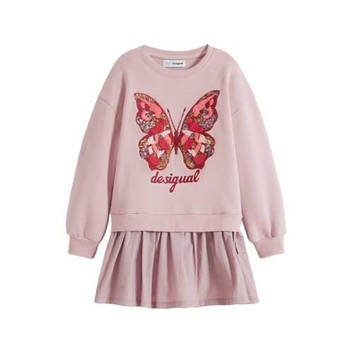 Desigual midi jurk met pailletten roze afbeelding