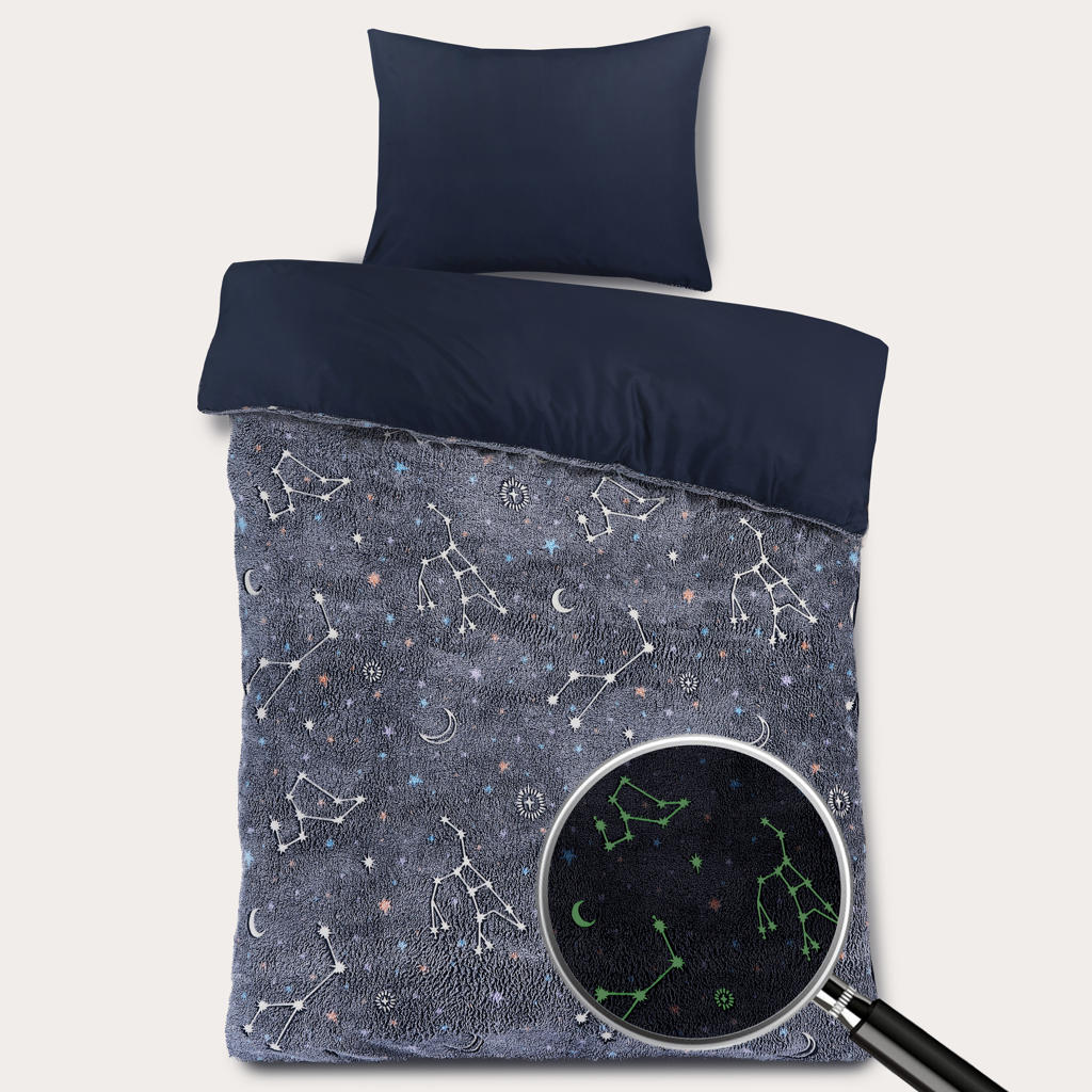 W velours glow in the dark dekbedovertrek (120x150 cm)