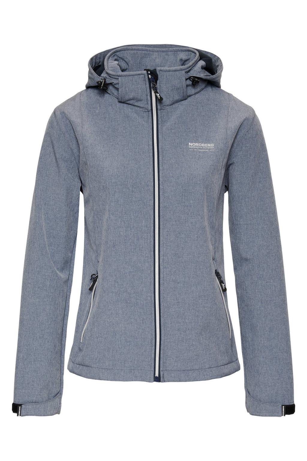 Lichtblauwe dames Nordberg softshell jas Rinda met melée print, lange mouwen en opstaande kraag