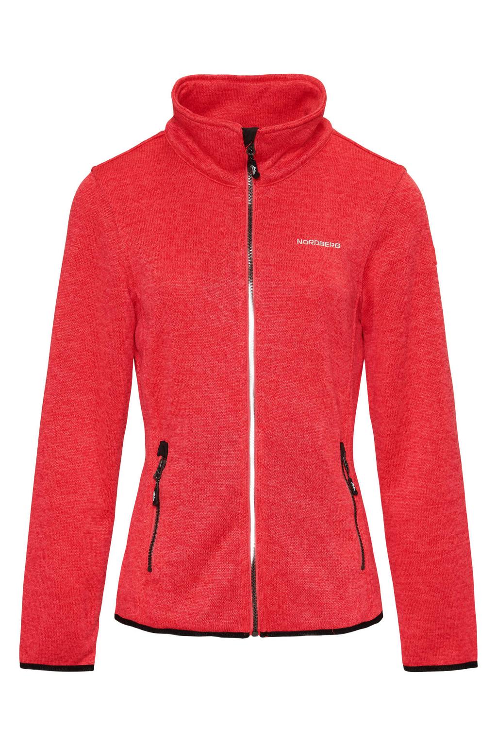 Rode dames Nordberg Andrea fleece vest met melée print, lange mouwen, opstaande kraag en ritssluiting