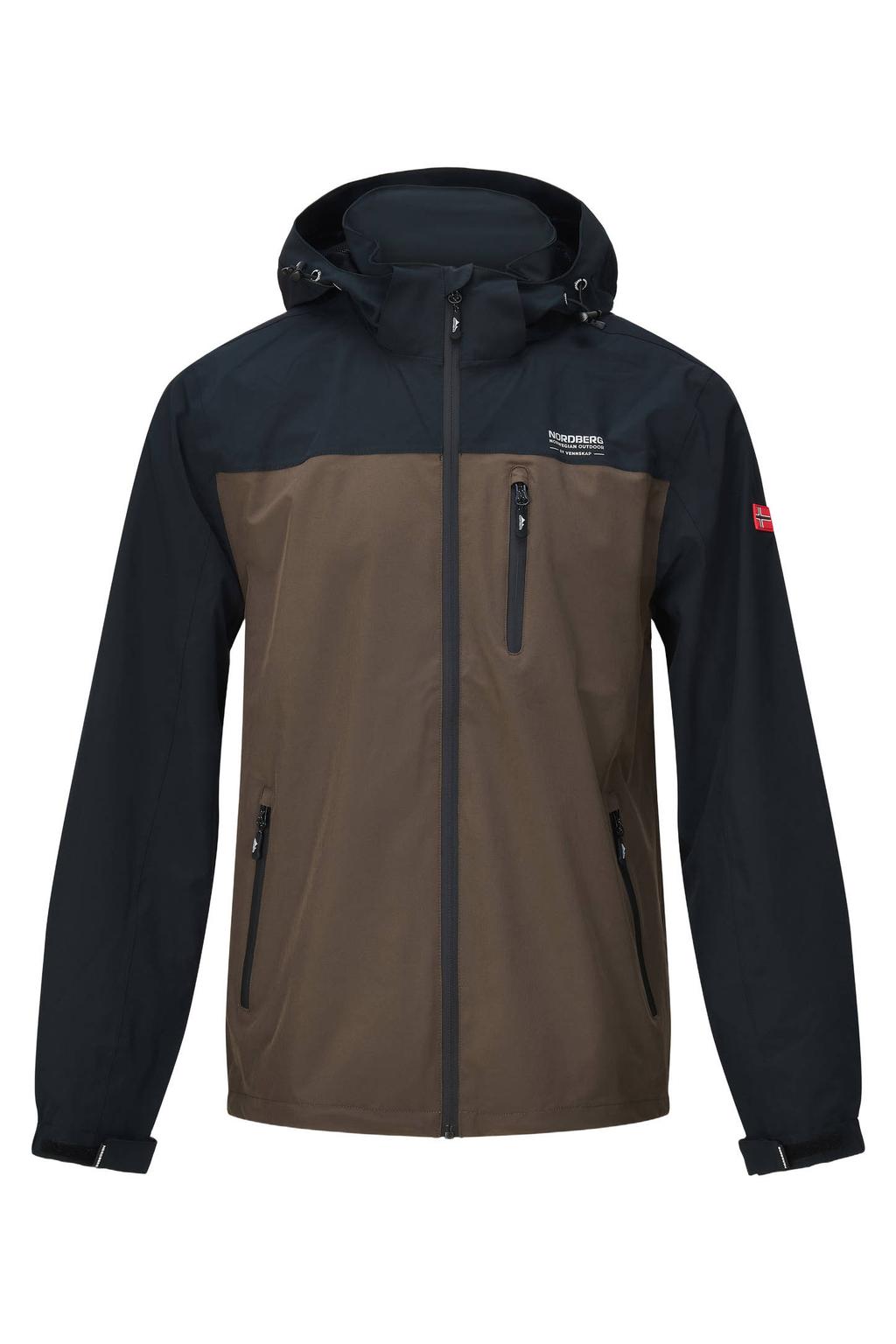 Zwart en donkergroene heren Nordberg waterproof jas David van polyester met effen, lange mouwen, opstaande kraag en rits wind- en waterdicht