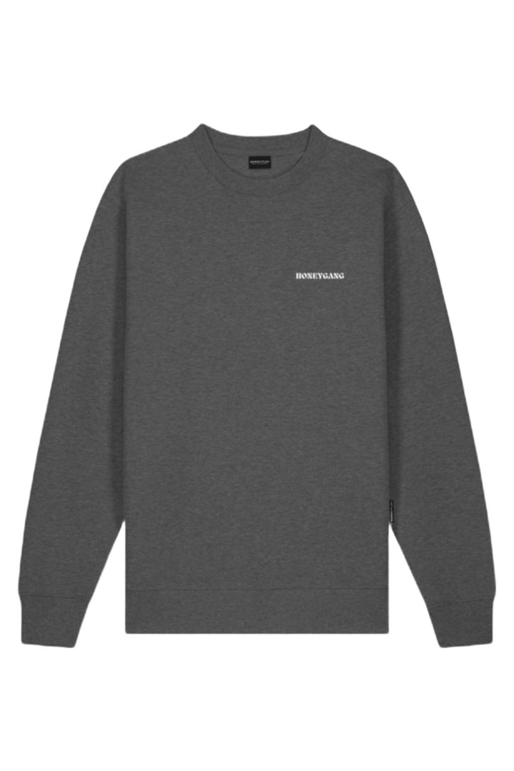 Antraciete jongens Baron Filou Honeygang sweater met backprint en lange mouwen