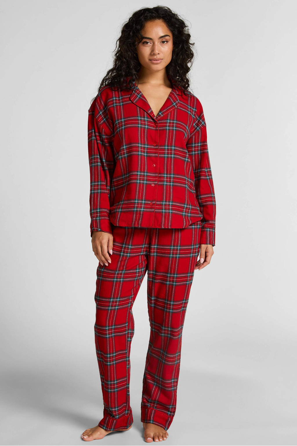 Hunkemöller flanellen pyjamatop rood