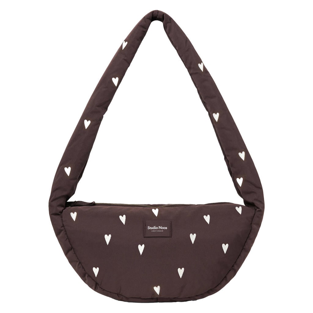 Studio Noos crossbody tas Puffy Hearts Mini bruin