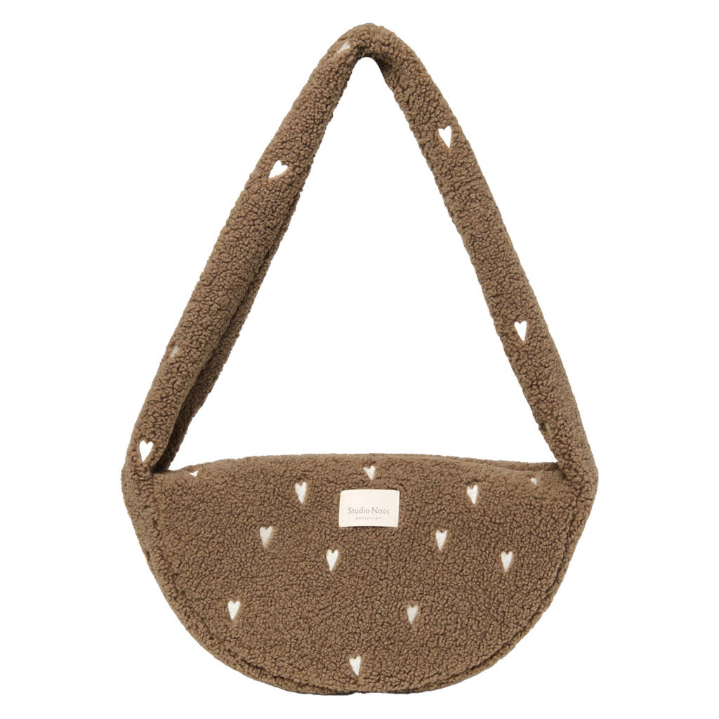 Studio Noos crossbody tas Teddy Hearts Mini bruin