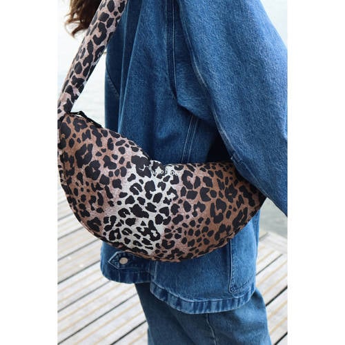 Studio Noos crossbody tas met panterprint Puffy Mini bruin afbeelding