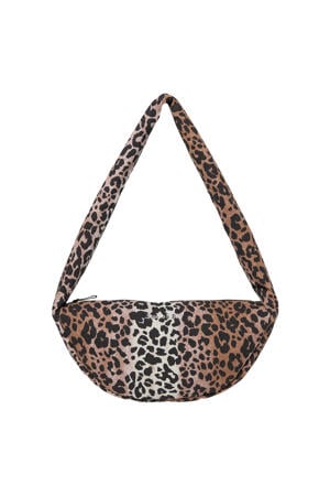 crossbody tas met panterprint Puffy Mini bruin
