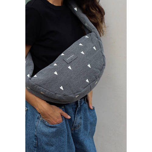 Studio Noos denim crossbody tas Denim Hearts Mini grijs afbeelding