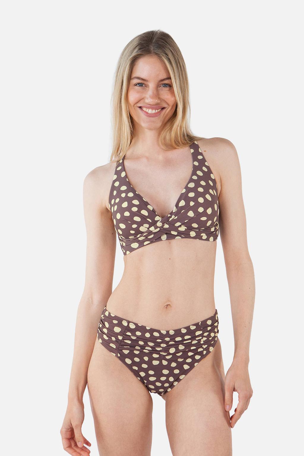 Barts high waist bikinibroekje Dauna bruin/ecru