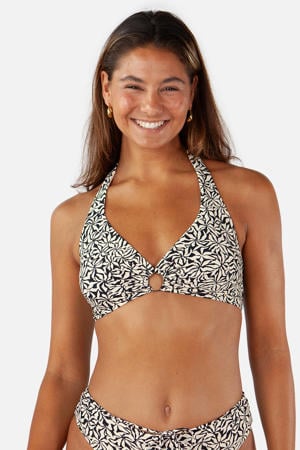 voorgevormde halter bikinitop Mahry zwart/ecru