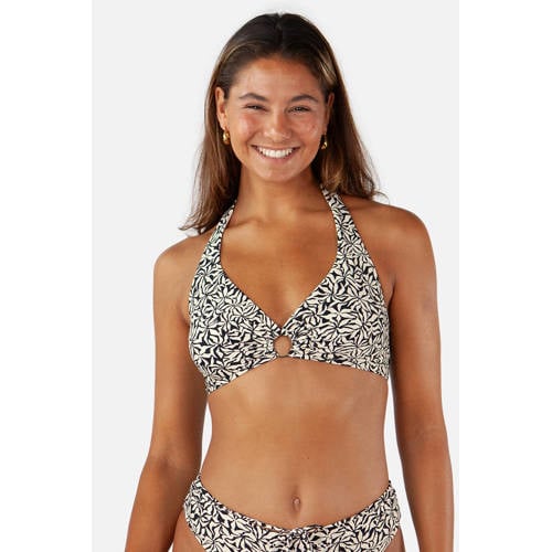 Barts voorgevormde halter bikinitop Mahry zwart/ecru afbeelding