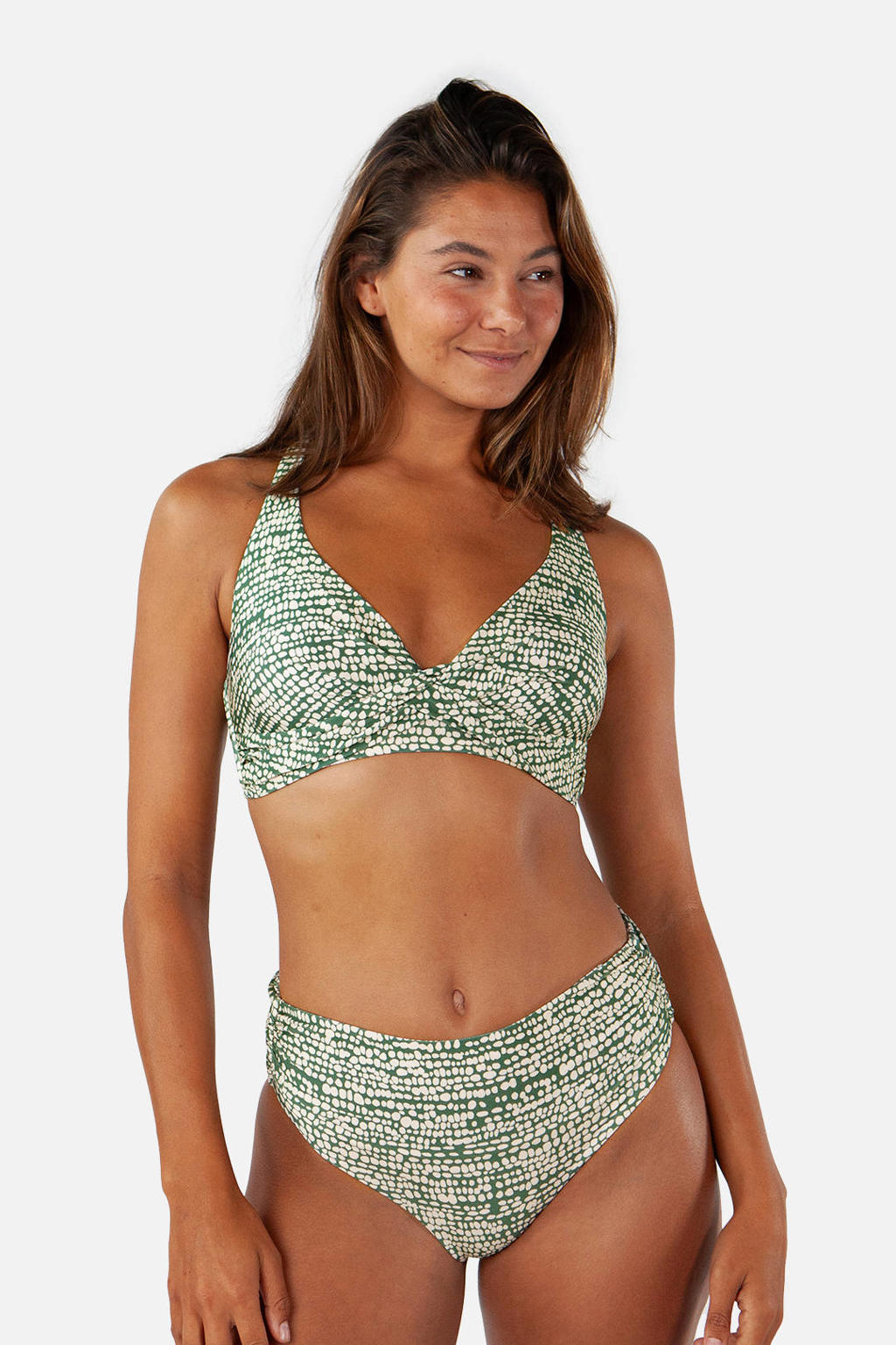 Barts high waist bikinibroekje Cascis groen/wit