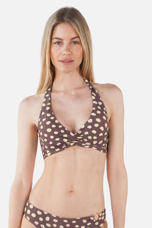 voorgevormde halter bikinitop Dauna bruin/ecru