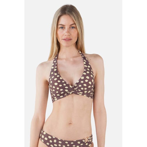 Barts voorgevormde halter bikinitop Dauna bruin/ecru afbeelding