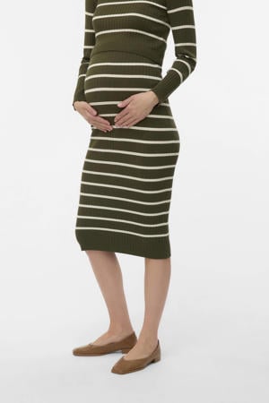 gestreepte zwangerschaps midi rok groen