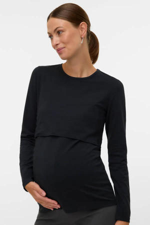 zwangerschaps- en voedings longsleeve zwart