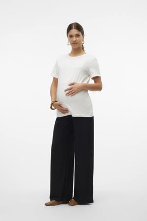 wide leg high waist zwangerschaps casual broek zwart