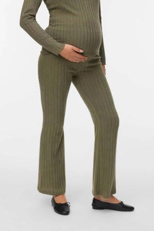 flared high waist zwangerschaps casual broek groen