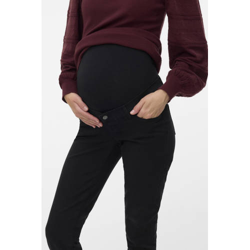 MAMALICIOUS high waist zwangerschapskleding slim fit jeans black denim afbeelding