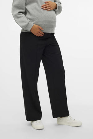 wide leg high waist zwangerschaps casual broek zwart