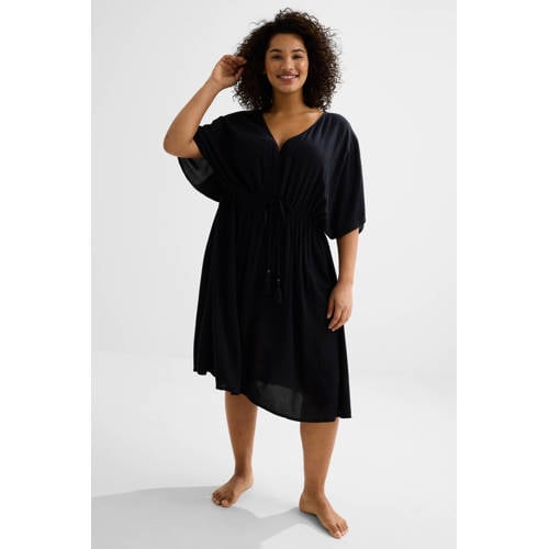 BEACHWAVE Curve crinkle strandjurk zwart afbeelding