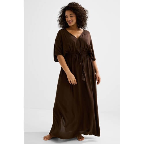 BEACHWAVE Curve crinkle strandjurk donkerbruin afbeelding
